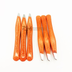 RMI Orange Glitter Color And Silver Tip Japanese Stainless Steel Top Product Eyebrow Tweezer - Product Image 1