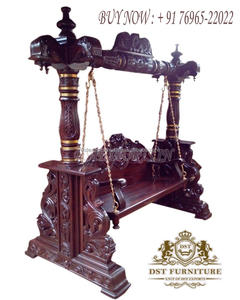 Big Floor Standing Oonjal Jhula for Living Room Peacock Design Teak Wood Hand Carved <b>Swing</b> High Quality Wooden <b>Swing</b> for Home uk - Product Image 6