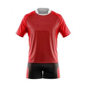Maillot de rugby unisexe personnalisé, couleur gris-vert, imprimé par transfert thermique, respirant, anti-humidité, col en V, polyester – Vente chaude - Product Image 2
