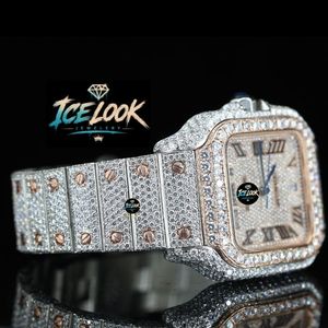 Reloj Rectangular de Acero Inoxidable de Lujo para Hombre ICE LOOK JEWELERY, 40 mm, Analógico, Cuarzo, Cristal de Zafiro, Manecillas Luminosas, Cierre Plegable - Product Image 2