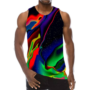 Camiseta sin mangas con estampado de tigre azul para hombre, camiseta sin mangas transpirable de secado rápido, ropa informal de verano - Product Image 5