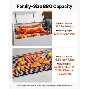 Griglia BBQ a Carbone da Esterno 38W con Capacità di 60 kg per Arrosto di Maiale e Agnello, Girarrosto Riscaldato a 4 Livelli con Ruote per Campeggio - Product Image 3