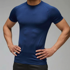 Camiseta deportiva para hombre a precio de fábrica, camiseta de gimnasio de algodón elástico, ajuste muscular, camiseta informal, proveedor - Product Image 2