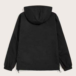 <b>Men's</b> Black Windproof <b>Puffer</b> <b>Jacket</b> with <b>White</b> Color Block Zip Front Casual Worsted Fabric Front Pocket Autumn Outerwear - Product Image 2