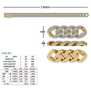 Bracelet Cuban Link 10 mm avec diamants de laboratoire ronds pavés, chaîne gourmette glacée de 7,5 pouces, style Hip Hop, bijoux pour homme, cadeau, 10k 14k 18k - Product Image 2