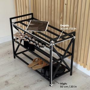 Luxury Style <b>Shoe</b> Rack Three Tier <b>Storage</b> Organizer Cross Frame Support <b>Space</b> <b>Saving</b> Design Strong Durable Modern Entryway Unit - Product Image 5