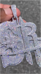 Colgante Personalizado de Hip Hop para Hombre con Diamantes de Laboratorio y Moissanita, Plata de Ley 925, Letra Inicial o Nombre - Product Image 3