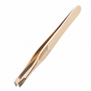 MANAN INSTRUMENTS Pinzas Profesionales para Pestañas de Acero Inoxidable con Punta Inclinada, Duraderas y Reutilizables para Depilación y Belleza - Product Image 1