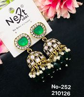 Boucles d'oreilles pendantes tendance en alliage, motif cloche, avec perles d'imitation géométriques et diamants américains, pour femme, mariage/fête - Grande Vente