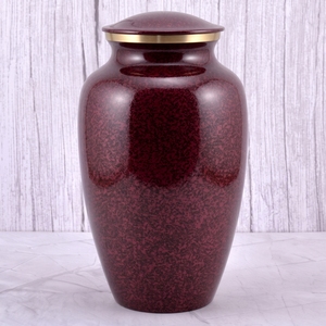 Urna Funeraria para Adultos de Latón Color Borgoña con Acabado Brillante para Cenizas Humanas, Urna Conmemorativa y Funeraria para Cenizas de Adultos - Product Image 1