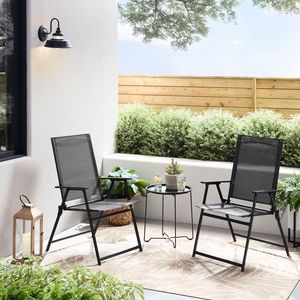 Ensemble bistrot pliant 3 pièces en acier pour extérieur, résistant aux intempéries, mobilier de patio en fer noir - Product Image 1