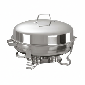 Plat de service moderne en acier inoxydable avec cadre en bois, chauffe-plat de luxe pour buffet, idéal pour mariages, hôtels, restaurants, traiteurs, écologique - Product Image 1