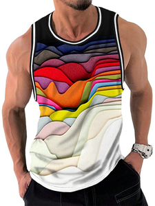 เสื้อกล้ามคอกลมผ้าฝ้าย 100% แบบกำหนดเองสำหรับผู้ชาย เป็นมิตรกับสิ่งแวดล้อม เหมาะสำหรับเล่นกีฬา ออกกำลังกาย ฟิตเนส ฝึกซ้อม  แบบซับลิเมชั่น - Product Image 4