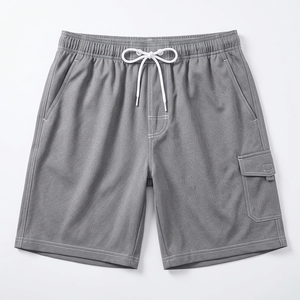 Pantalones Cortos de Baño para Hombre, Color Sólido, Secado Rápido, Ecológicos, Deportivos, Transpirables, Cintura Alta, con Cordón y Bolsillos, Estilo Casual, Largo Bermuda - Product Image 4