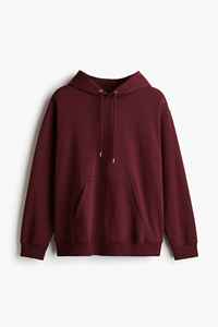 Sweat-shirt à capuche bordeaux pour homme, coupe ample, 100% coton molletonné, vêtement décontracté d'automne, tricot uni - Product Image 1