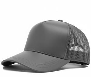 Premium Genuine Cowhide Leather Trucker Cap – Breathable Mesh Back Adjustable Baseball <b>Hat</b> - Product Image 3