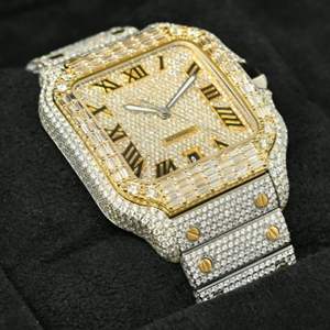 Montre unisexe la plus vendue, sertie de moissanite, avec fonction date automatique, montre de haute qualité avec diamants incolores, prix de gros - Product Image 3