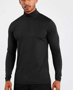 Hauts décontractés pour hommes de qualité supérieure, coupe ajustée, motif uni, col rond, séchage rapide, tricotés, avec fermeture éclair, couleur unie, faible MOQ - Product Image 2