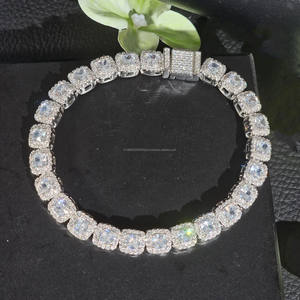 Pulsera de tenis de moissanita chapada en rodio con incrustaciones de diamantes, estilo hip hop, joyería para mujer, regalo para novia, cumpleaños y boda - Product Image 5