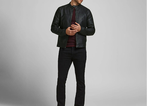 Nouvelle Arrivée : Blouson en Cuir Tendance pour Homme de Haute Qualité avec Col Montant et Logo Frontal, Article Tendance 2026 - Product Image 3