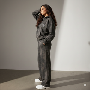 Conjunto de Sudadera con Capucha y Pantalones Deportivos Ranzia Signature Plus Size, Ecológico, Bordado con Pedrería, con Cierre Completo, para Hombre, Estilo Desgastado - Product Image 3