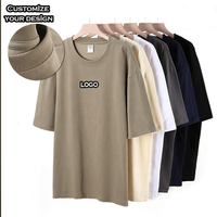 T-shirt en coton 100% lourd 300 GSM, impression de logo personnalisé, t-shirt uni à manches courtes, t-shirt en coton uni pour homme