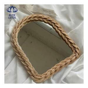 LIMITED OFFER 2026 Rattan Mirror Handmade <b>Frame</b> Wall Decor Brighten Walls And Enhance Interior Style For Cafe - Product Image 1