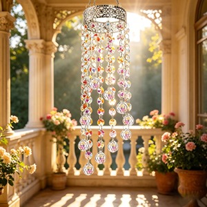 Attrape-soleil en cristal de luxe blanc et or, décoration suspendue pour la réflexion de la lumière et la mise en valeur d'un intérieur moderne - Product Image 3