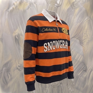 Maillot de baseball rayé à manches longues Snowgrace avec logo brodé, col rabattu, coupe classique, vêtements pour hommes - Product Image 2