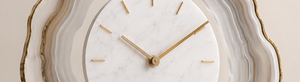 Modern Circular Desk <b>Clock</b> With Marble Face Brass Frame Silent Quartz Movement Needle Display - Product Image 3