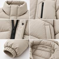 Blouson matelassé streetwear pour homme, col montant, fermeture éclair, coupe-vent, hiver, décontracté, coupe ample, rembourrage en polyester, devant régulier