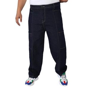 Pantalones Cargo de Mezclilla para Hombre, Lavado Oscuro, 100% Algodón, Casuales, Sólidos, Corte Holgado, Pierna Ancha, Ecológicos, con Bolsillos, Cómodos - Product Image 1