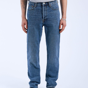 Jeans de Mezclilla de Algodón de Pierna Recta de Calidad Premium, Cintura Alta, Lavado a la Piedra, Peso Medio, Estilo Casual para Hombre, Otoño - Product Image 4