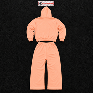 Ensemble de survêtement Peach pour homme, sweat à capuche premium et pantalon de jogging, tenue décontractée streetwear, ensemble deux pièces assorti, style sportif urbain moderne - Product Image 6
