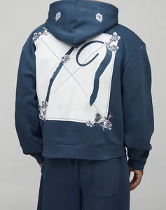 Conjunto de Chándal Unisex Oversize con Capucha y Pantalones Anchos de Poliéster con Bordado Floral - Venta al por Mayor - Product Image 3