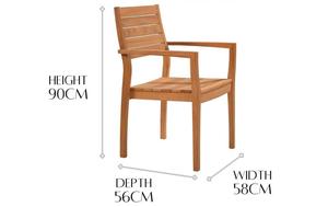 Modern Solid Teak Wood <b>Stackable</b> Armchair Natural Color <b>Outdoor</b> Dining <b>Chair</b> for Hotel Restaurant Patio - Product Image 2