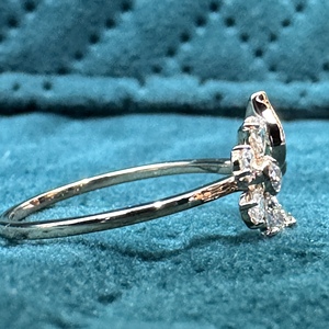Bague Fleur en Or Rose 18K avec Diamants de Laboratoire Poire et Rond de 0,369 CT, 2,05g, Bijou Ouvert Tendance, Inspiré de la Nature, Bague Délicate - Product Image 2