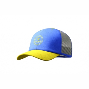 Premium Blue and Yellow Trucker style <b>Baseball</b> <b>Cap</b> – Adjustable Snapback Hat with Embroidered Circular Logo - Product Image 4
