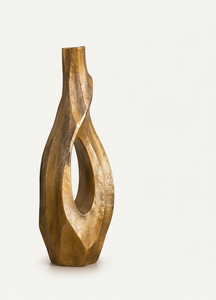 Vase contemporain en or métallique, design asymétrique unique avec découpes, grand pot à fleurs pour la décoration intérieure du salon, commande en gros - Product Image 4