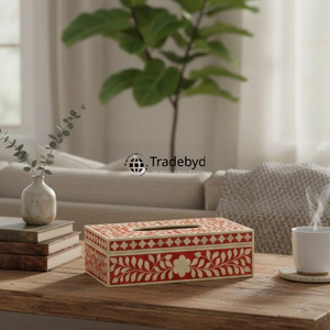 กล่องใส่กระดาษทิชชูหรูหรา งานฝีมือฝังกระดูก ดีไซน์รักษ์โลก ของตกแต่งบ้านและห้องน้ำ Tradebyd - Product Image 3