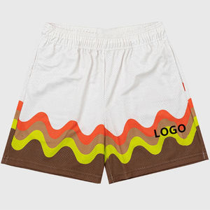 <b>Men's</b> <b>Brown</b> Geometric Star Print Elastic Waist Casual <b>Shorts</b> Breathable Woven Polyester <b>Short</b> Pants - Product Image 6