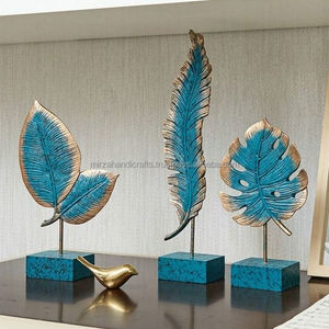 Decorative <b>Gold</b> Leaf on Marble Stand Decor Set of 3 Showpiece for Living Room <b>Bedroom</b> and Home Decor Standard - Product Image 6