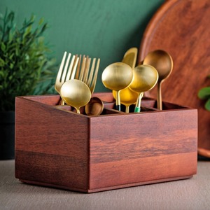Indian Wooden Utensil <b>Storage</b> Cutlery Utensil Event Home Hotel Dinner <b>Table</b> Decorative Piece Handmade Wooden Utensil Holder - Product Image 5