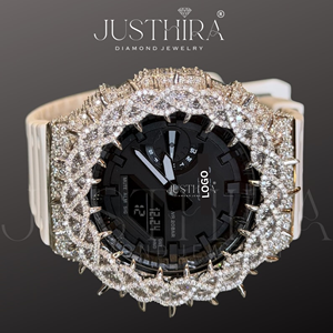 Montre de luxe Moissanite VVS sertie de diamants avec mouvement à quartz G-Shock et finition haut de gamme pour cadeau de mariage ou de fiançailles unisexe - Product Image 5