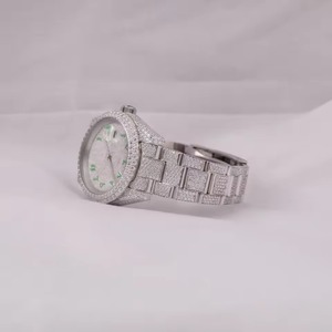 Reloj de Lujo Estilo Hip-Hop con Diamantes Moissanite VVS, Mecánico, Hecho a Mano, Caja de Cerámica, Correa de Acero Inoxidable, Resistente al Agua, Estilo Indio - Product Image 2