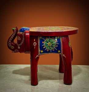 Nirmala Handicrafts Handcrafted Painted Wooden Elephant <b>Stool</b> Traditional Indian Rajasthani Hand-Painted Chinese New Year - Product Image 6