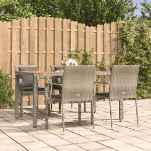 Dark <b>Grey</b> Rattan Garden Dining Set 4 Seater Weather Resistant Outdoor Furniture Contemporary Design Metal <b>Frame</b> - Product Image 1