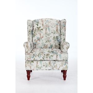 Poltrona Floreale Retrò con Comode Gambe in Legno Imbottite per Soggiorno e Camera da Letto - Product Image 1