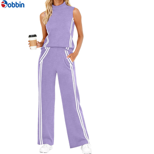 Conjunto de 2 Piezas para Mujer de Alta Calidad, con Logotipo Personalizado, Estilo Deportivo, Top Corto y Pantalones Anchos, Transpirable, Ideal para Viajes - Product Image 4