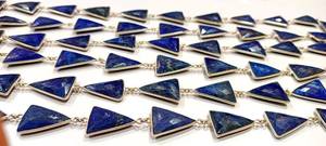 Chaîne de connecteurs en lapis-lazuli naturel, taille trillian, 15x20mm, vendue au mètre - Product Image 2